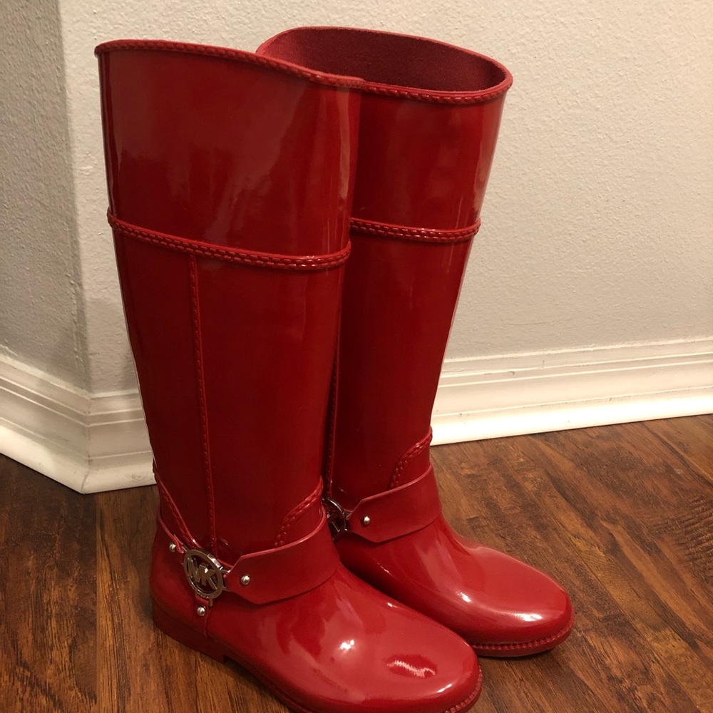 Michael Kors red rain boots size 6